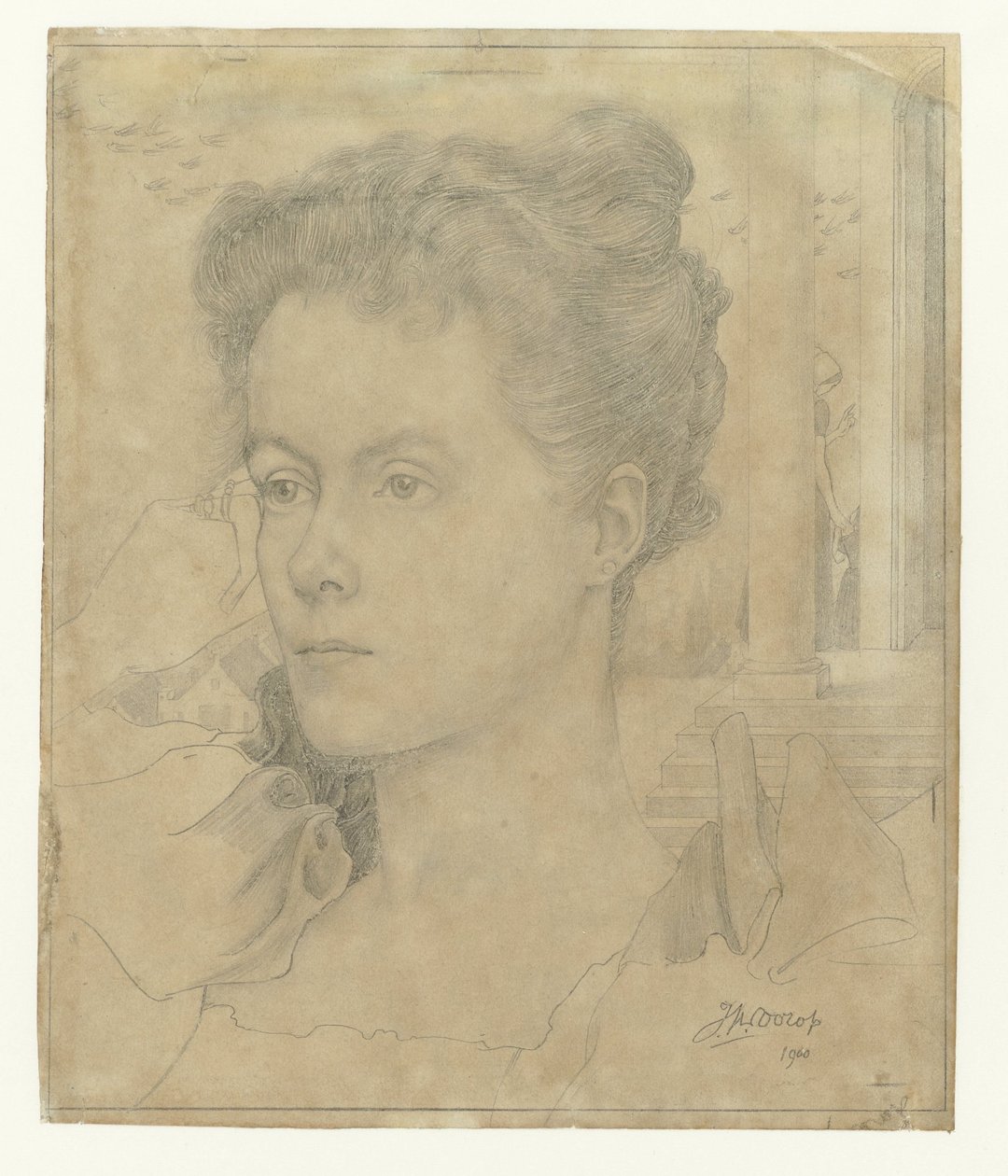 Jan Toorop'un karısı Annie Hall veya kız kardeşi Janet Hall'un portresi by Jan Toorop