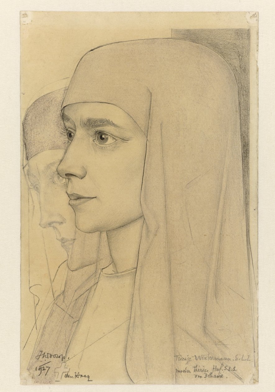 Treesje Westermann'ın portresi, Bethanië'nin Rahibe Thérèse Huf by Jan Toorop