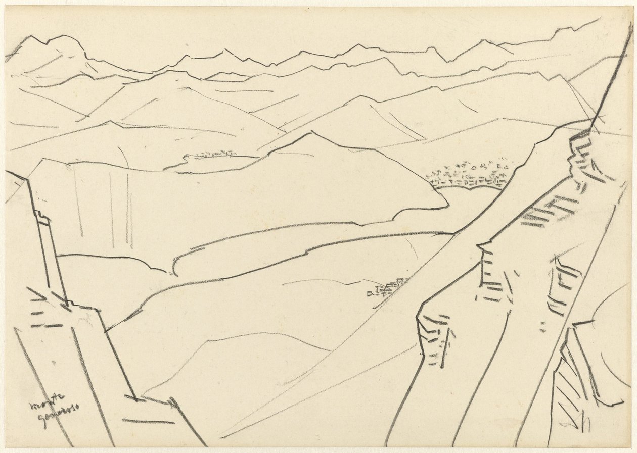 Bir dağ manzarası Monte Generoso taslağını by Jan Toorop