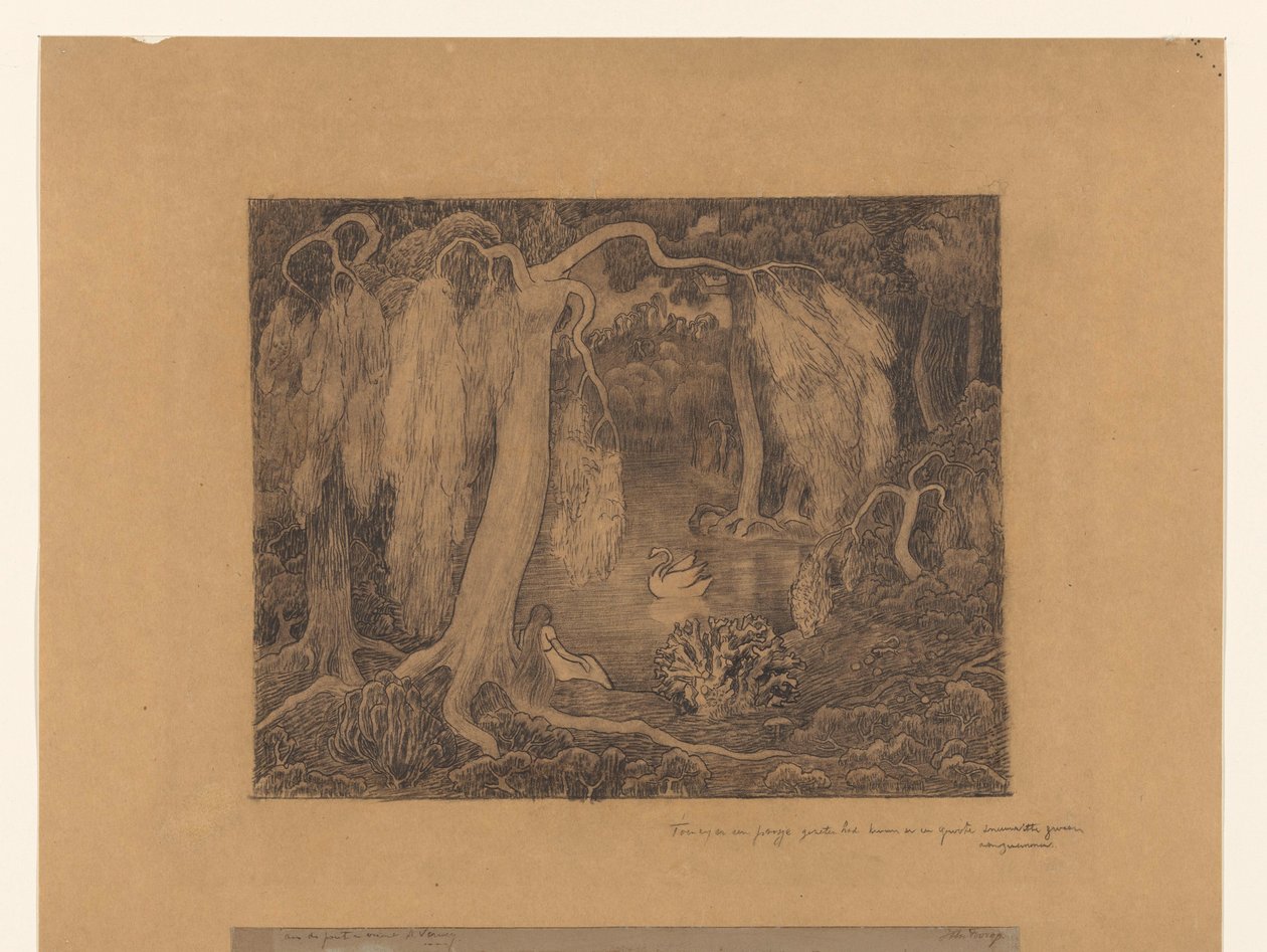 Kadın bir gölün kenarında by Jan Toorop