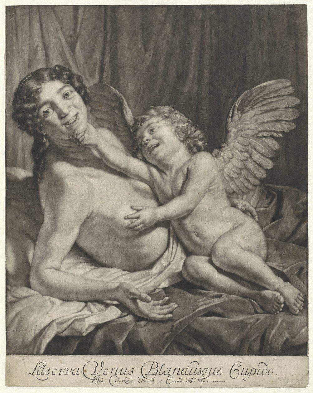 Venüs ve Amor Oynak Venüs ve Aşk Tanrısı (nesne üzerindeki başlık) by Jan Verkolje (I)