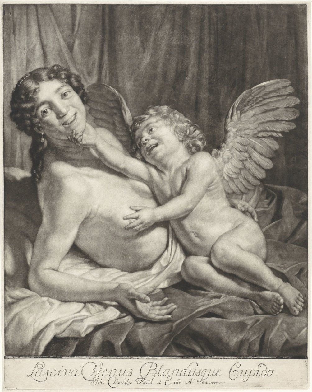 Venüs ve Amor Şehvetli Venüs ve Nazik Aşk Tanrısı (nesnedeki başlık) by Jan Verkolje (I)