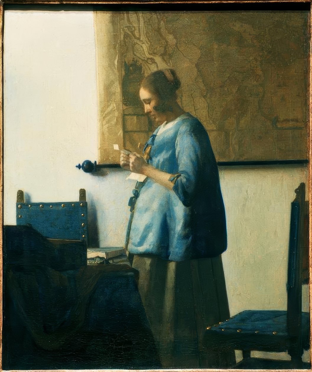 mavi mektup okuyucu by Jan Vermeer van Delft