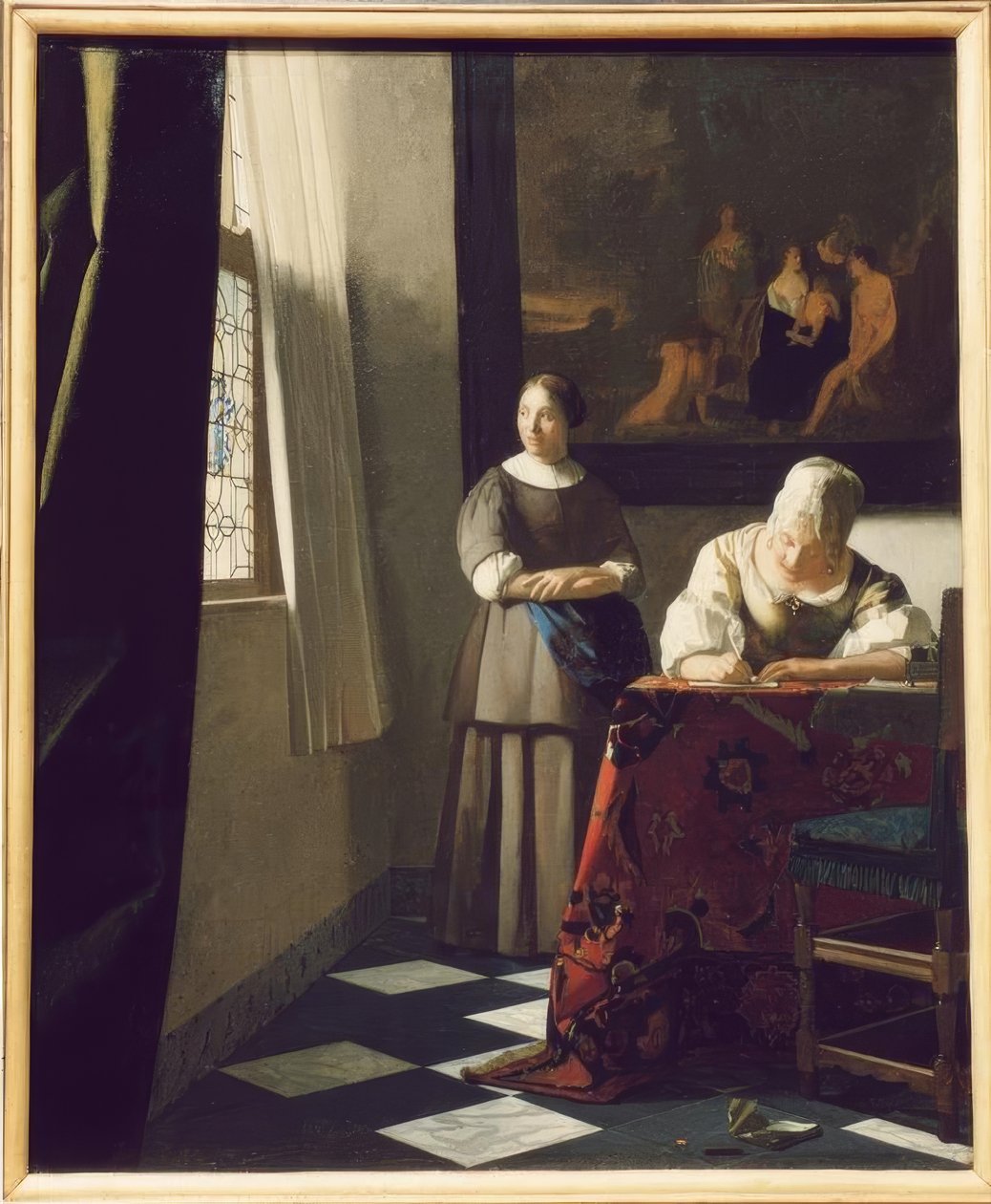 Mektup yazarı ve hizmetçi by Jan Vermeer van Delft