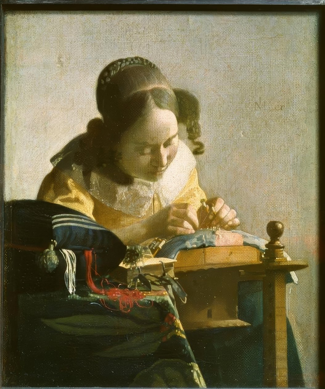 dantel üreticisi by Jan Vermeer van Delft