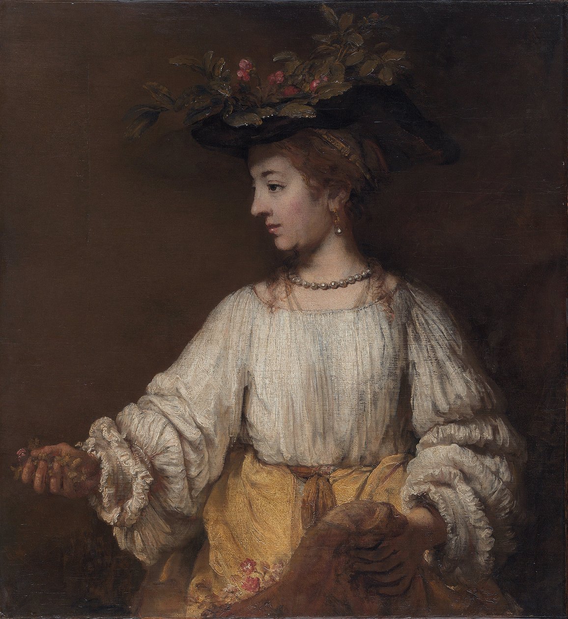 Flora - Boyama Rembrandt van Rijn tarafından by Johannes Vermeer
