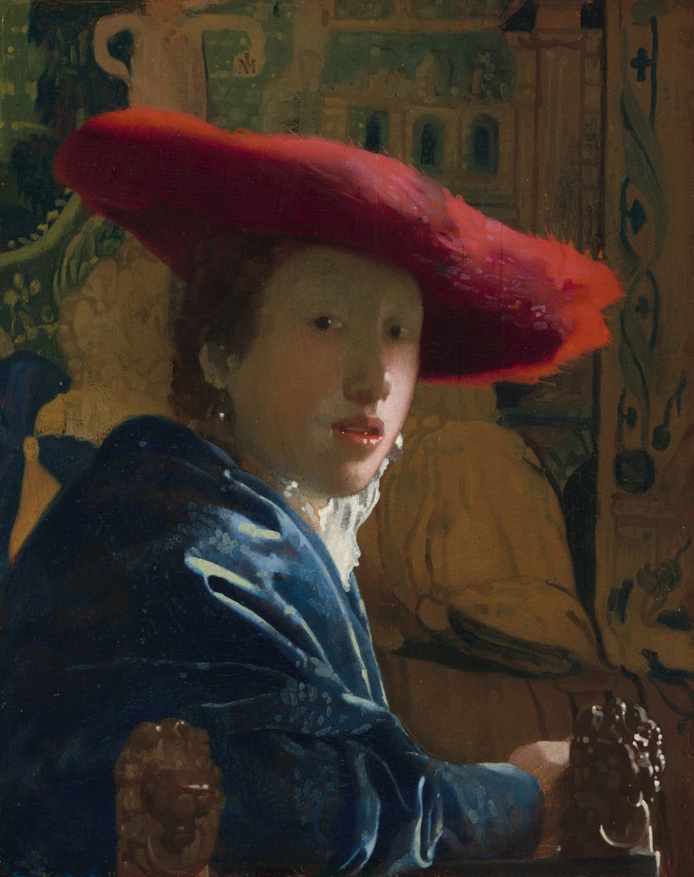 Kırmızı Şapkalı Kız, c. 16651666. by Johannes Vermeer