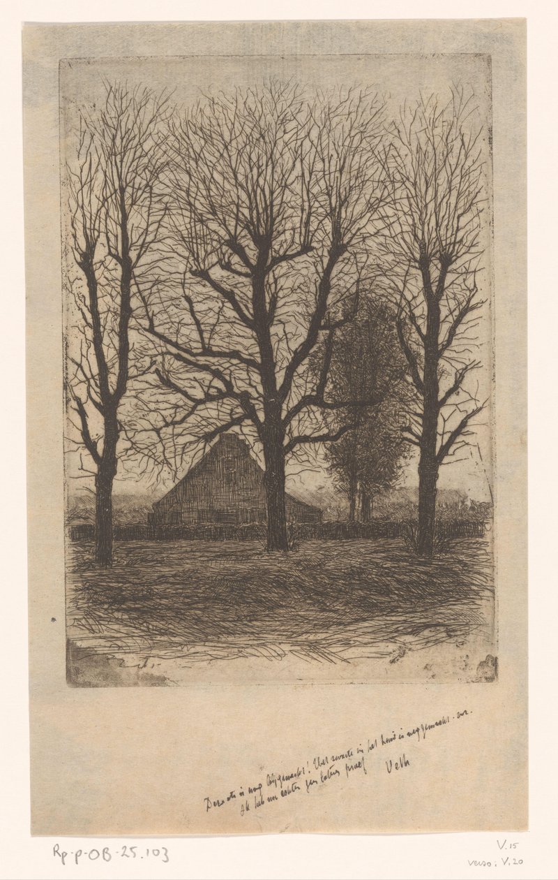 Uzun ağaçlar arasında çiftlik, Ewijkshoeve by Jan Veth (signed by artist)