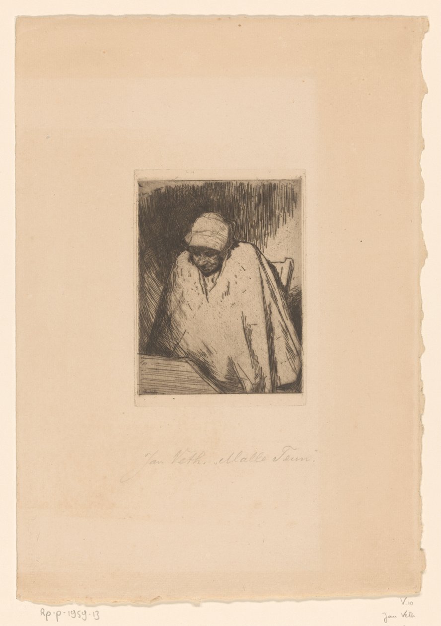 Malle Teun (nesne üzerindeki orijinal başlık) by Jan Veth (signed by artist)