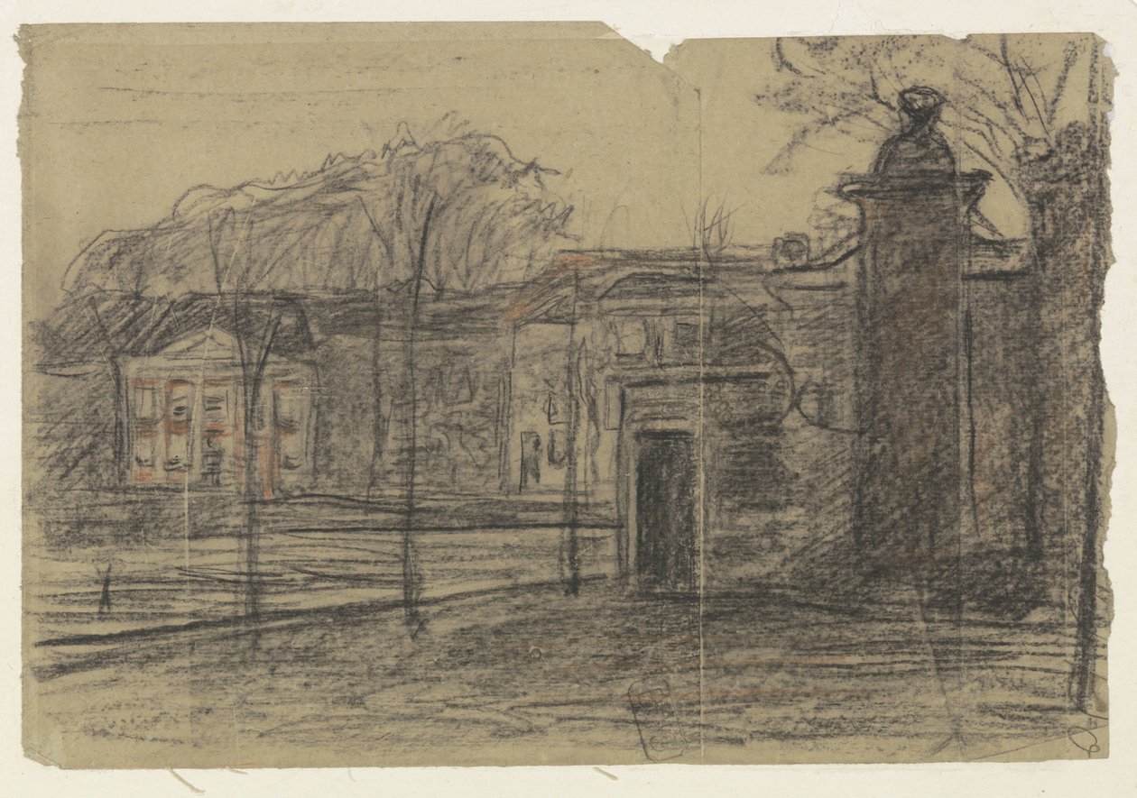 Ağaçlar arasındaki evlerin görünümü, Dordrecht by Jan Veth