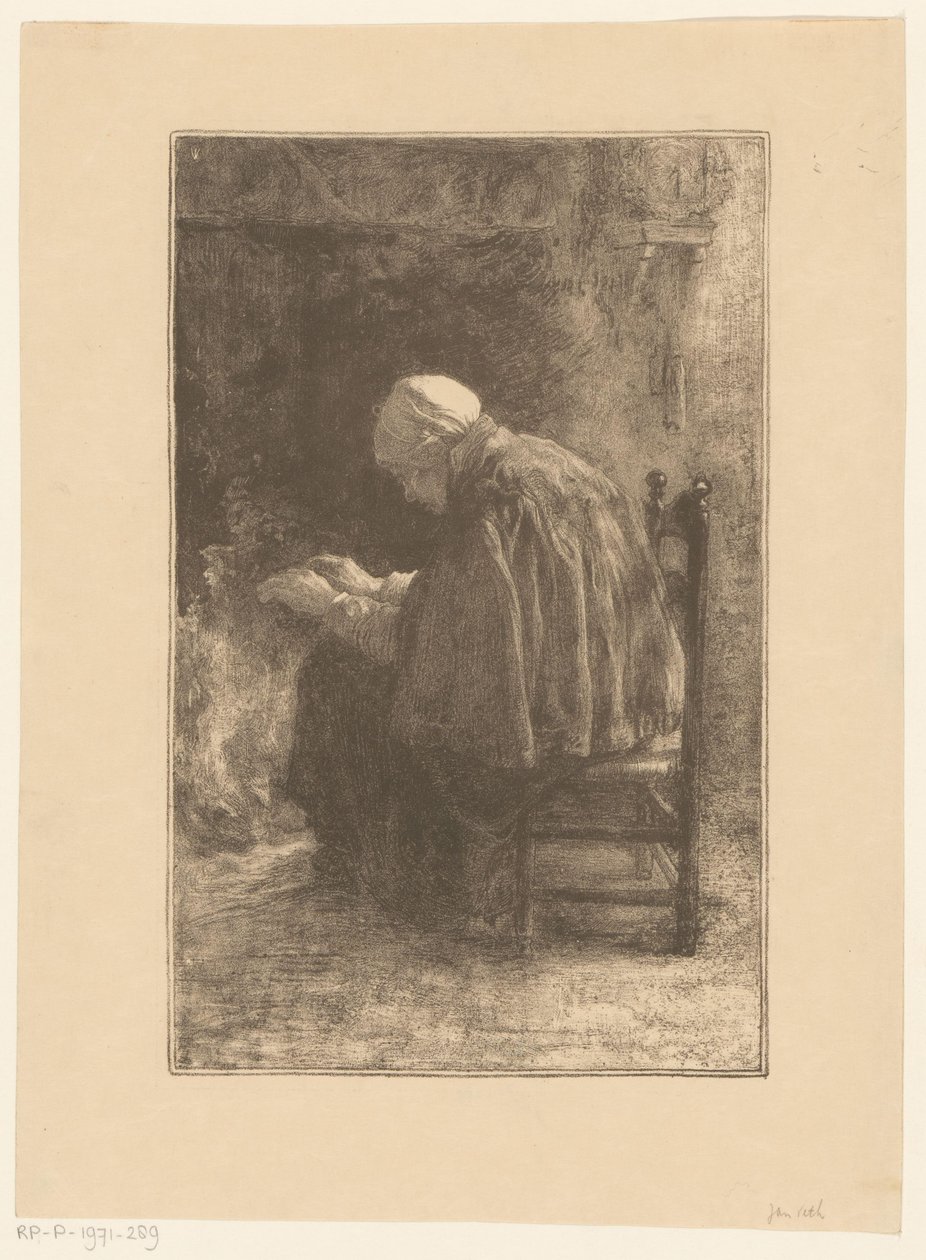Şöminenin yanında yaşlı kadın by Jan Veth