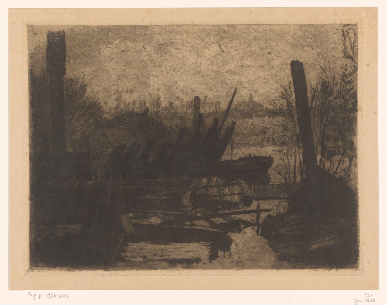Bir polder manzarasında enkaz by Jan Veth