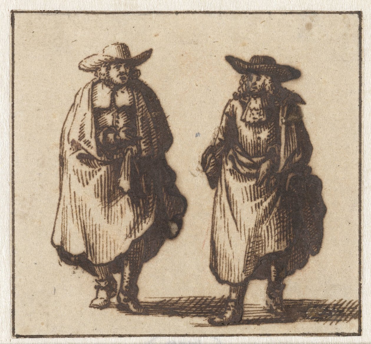 Ağır pelerinli iki ayakta bey by Jan Vincentsz. van der Vinne (possibly)