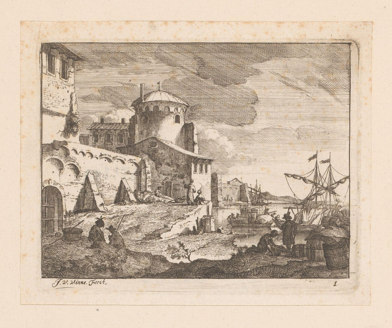 İtalyan limanı by Jan Vincentsz. van der Vinne