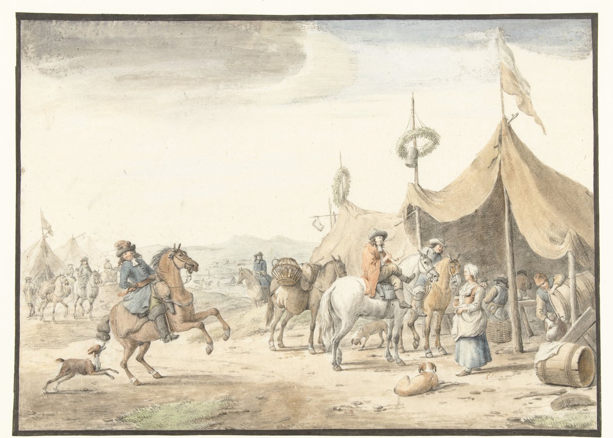 Atlılarla ordu kampı by Jan Vincentsz. van der Vinne