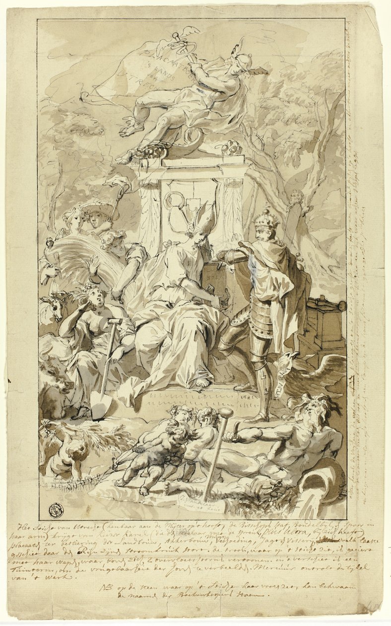 Başlık Sayfası için Tasarım: Utrecht Şehri'nin İmparator V. Charles'a Tesliminin Alegorisi by Jan Wandelaar