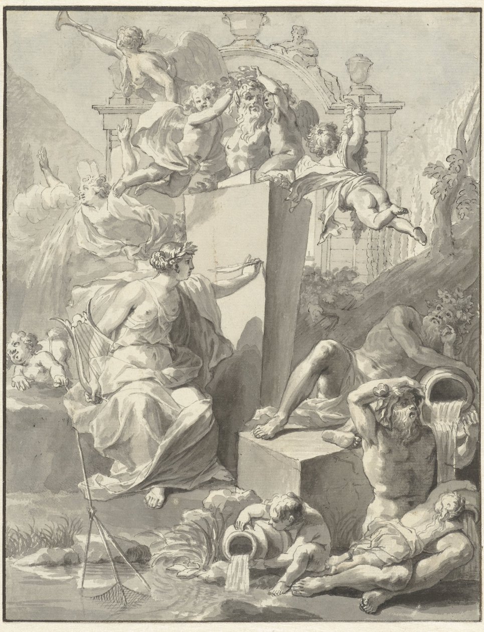 Başlık sayfası için tasarım W. van der Hoeven, Westermeer, 1721 by Jan Wandelaar