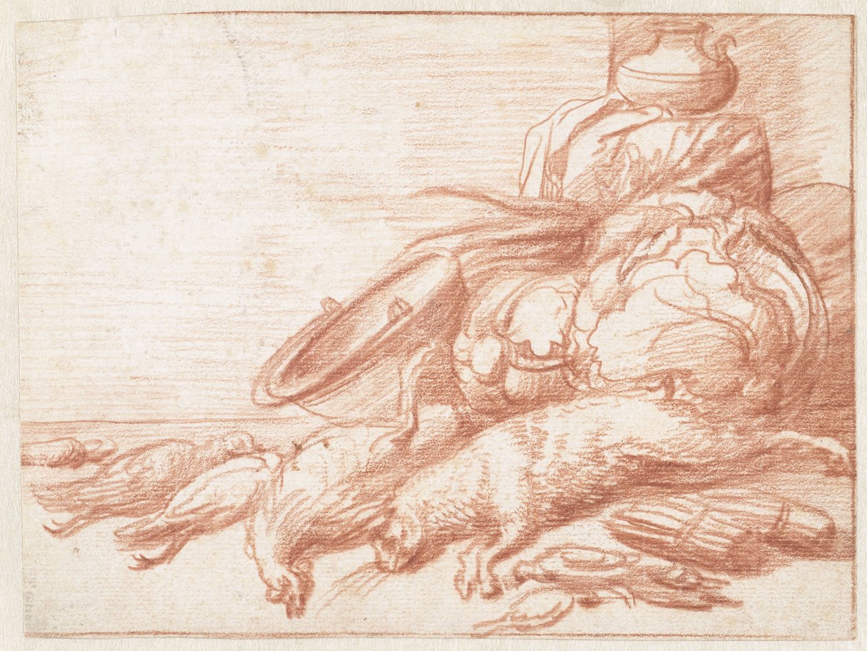 Tavşan ve kümes hayvanları ile natürmort by Jan Weenix (possibly)