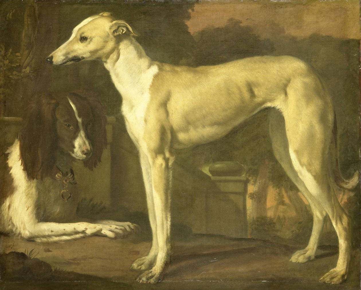 Bir Tazı ve Spaniel Portresi by Jan Baptist Weenix