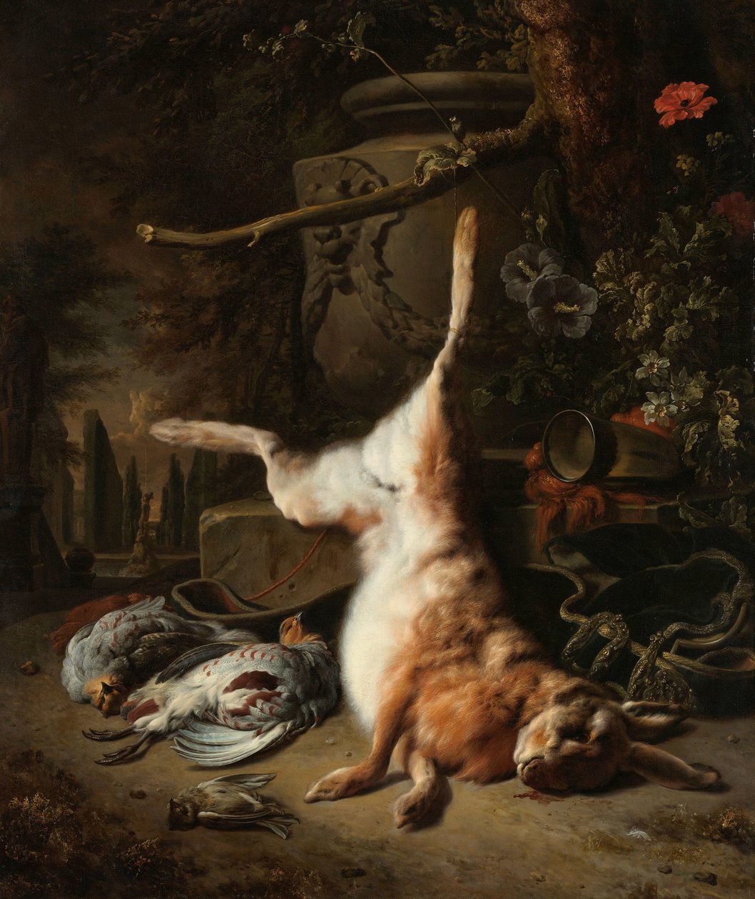 Bir Tavşan ve Diğer Oyun ile Natürmort Tavşan ve diğer Av Kupaları ile Natürmort by Jan Baptist Weenix
