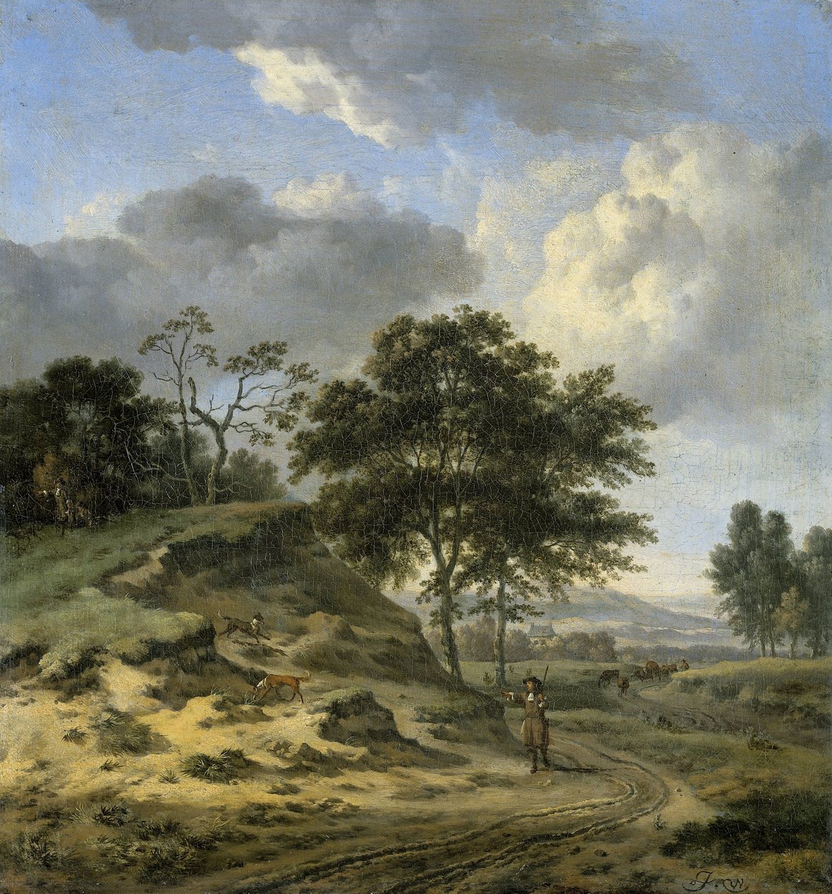İki Avcı ile Manzara by Jan Wijnants