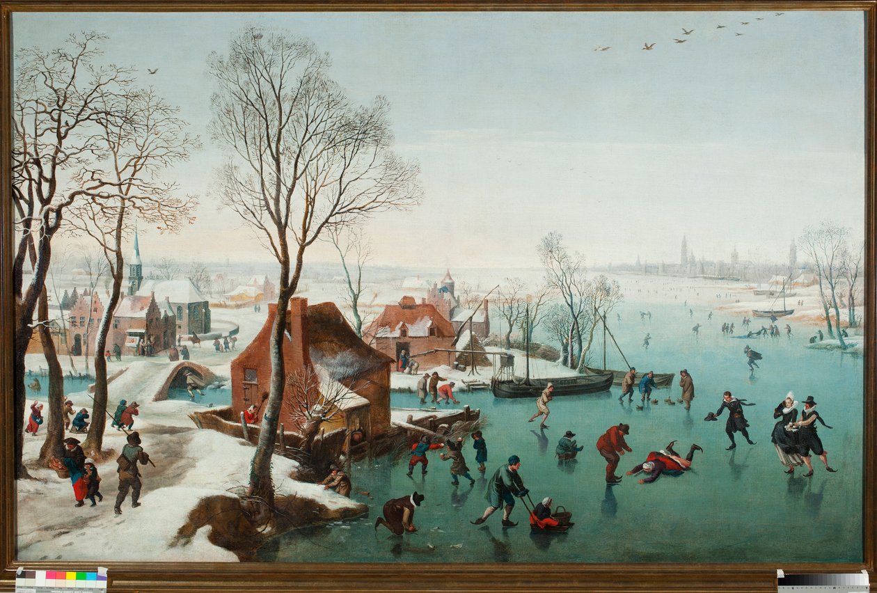 Aralık, bir gölde patenciler gele (Aralık, buzlu bir gölde patenciler) Tablo Jan Wildens (1586-1653) by Jan Wildens