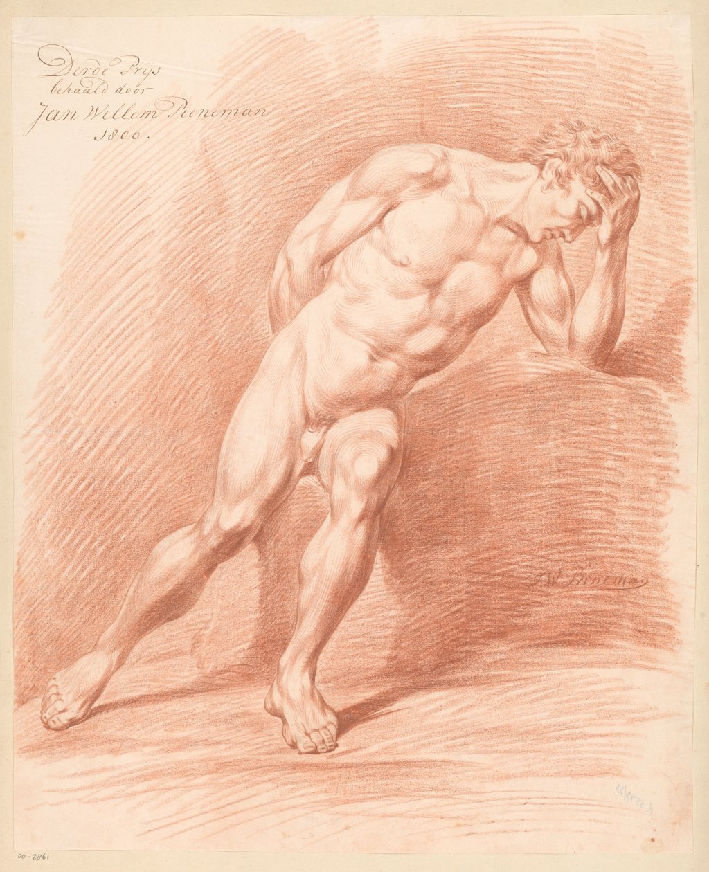 Oturan Erkek Çıplak, Önden Görünüm (3. Ödül 1800) by Jan Willem Pieneman