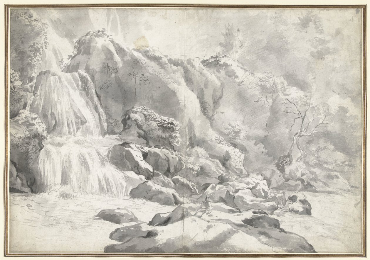 Bir Ressam ile Tivoli'deki Çağlayan'ın Görünümü by Jan Worst (attributed to)