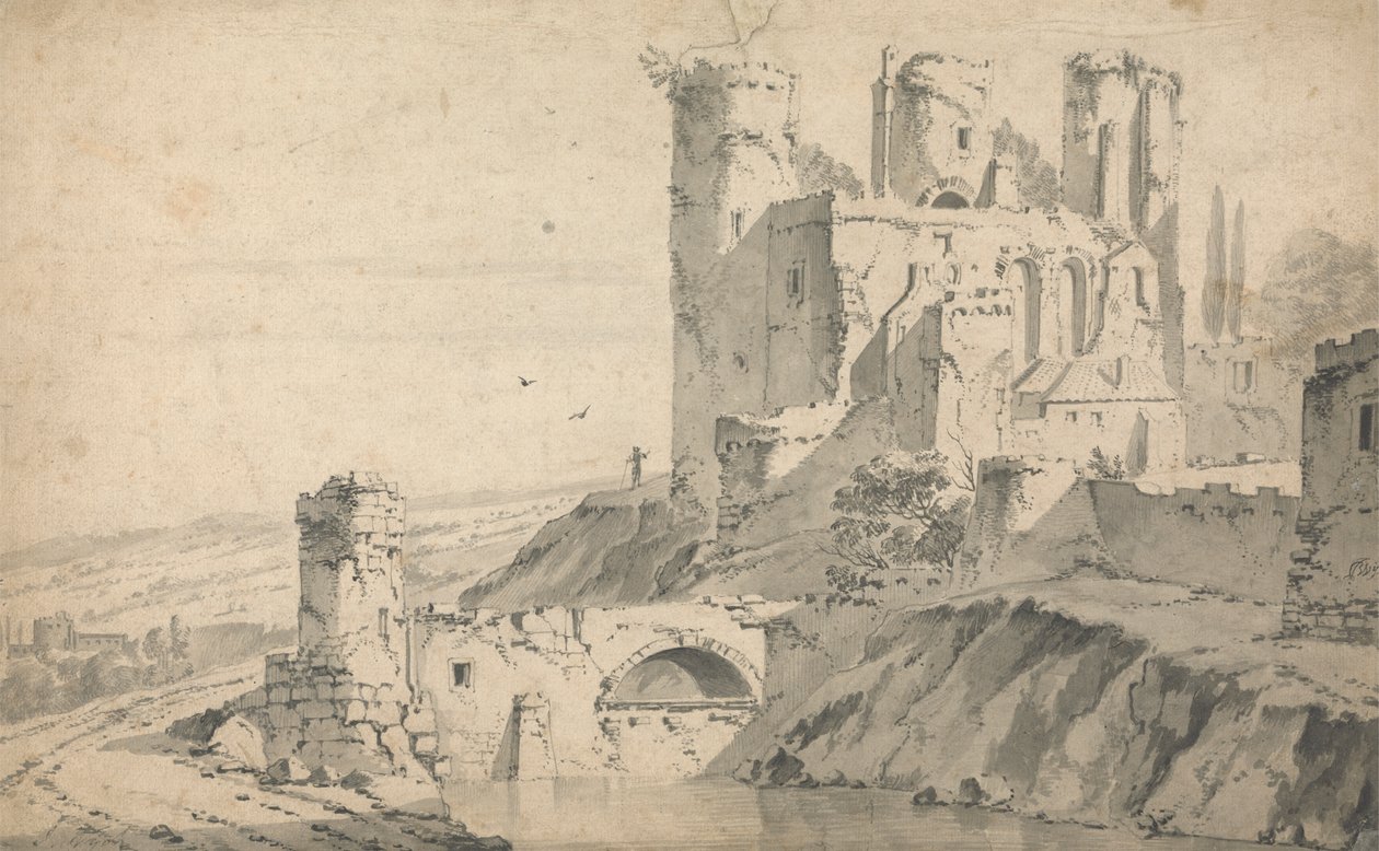 Bir Nehir Üzerindeki Yıkık Kale by Jan Wyck