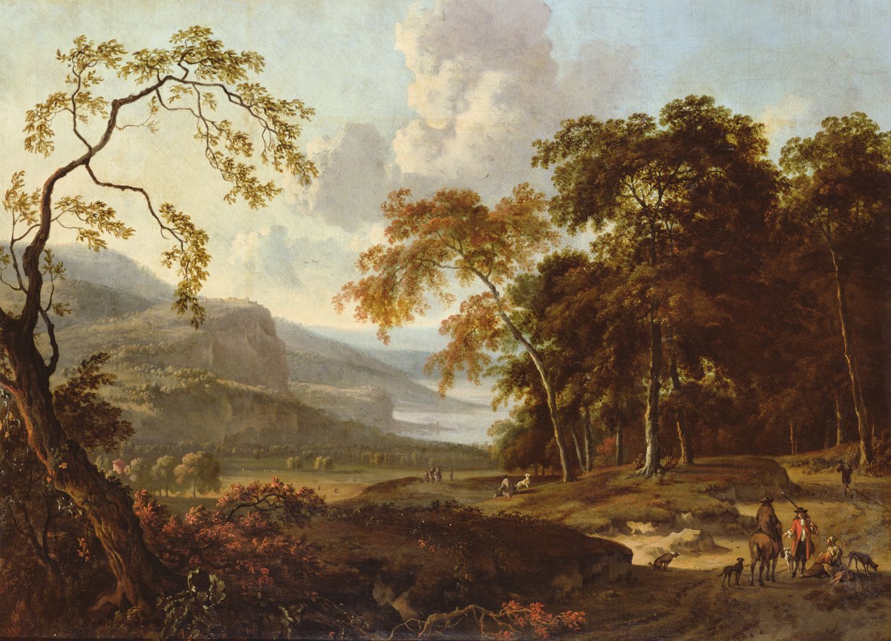 Klasik Manzarada Bir Av Partisi, c.1672-77 by Jan Wiynants