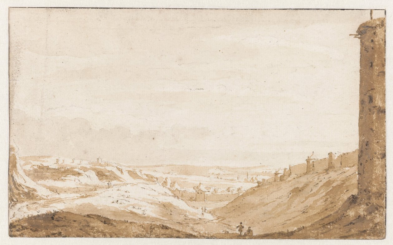 Brüksel'deki Porte de Namur'da tepelik manzara by Jan de Bisschop