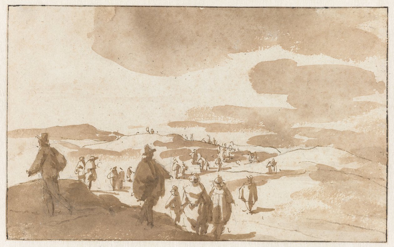 Scheveningen yakınlarındaki Kum Tepelerinde İki Figür Eskizleri Scheveningen'deki kum tepelerindeki insanlar by Jan de Bisschop