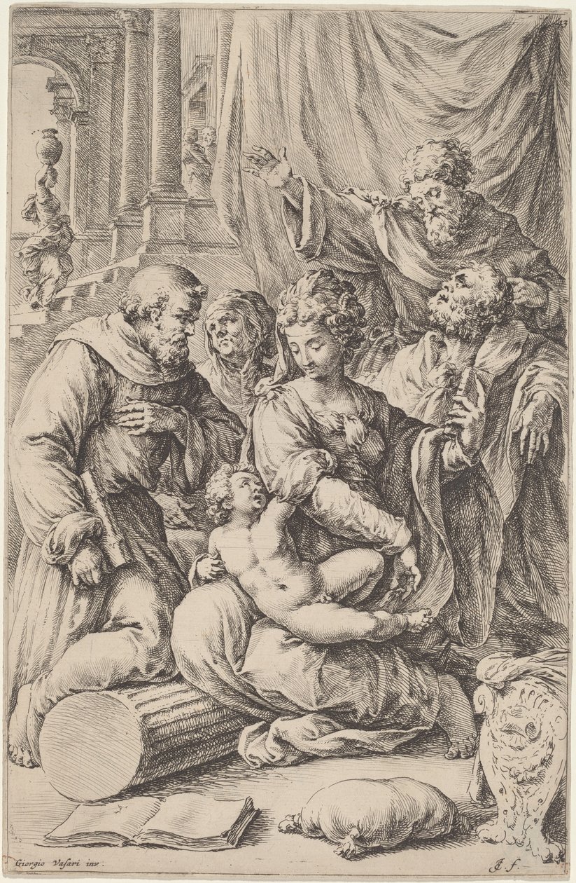 Azizler ile Kutsal Aile by Jan de Bisschop, after Giorgio Vasari