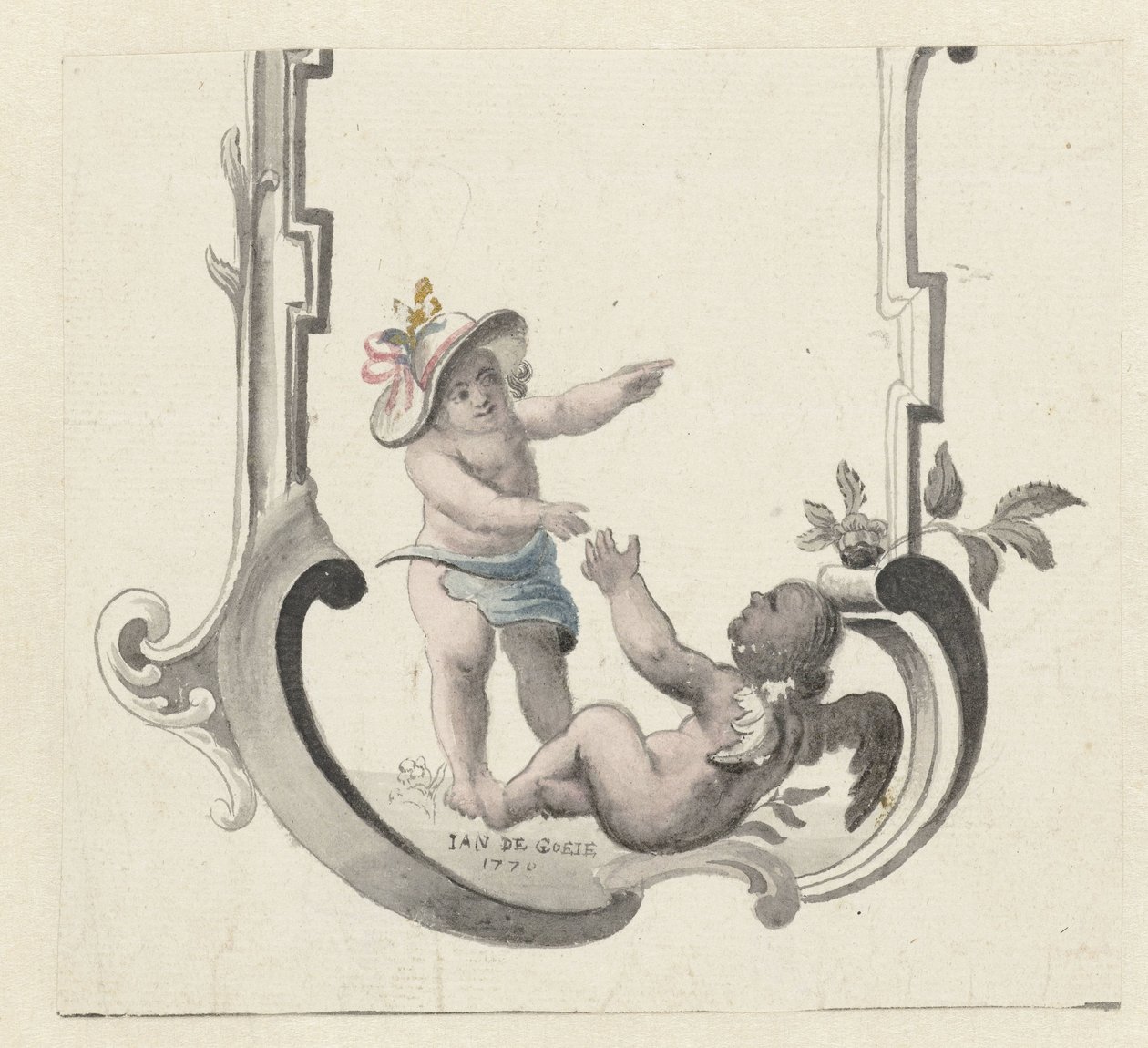 Iki oyun putti ile süsleme by Jan de Goeje