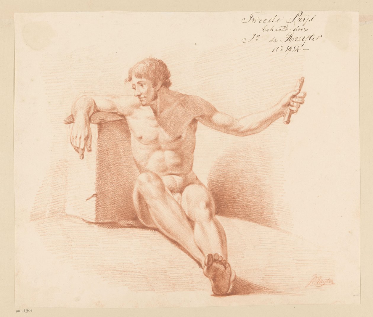 Oturan Erkek Çıplak, Önden Görünüm (2. Ödül 1814) by Jan de Ruyter