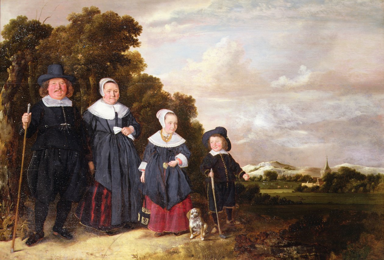 Bir Ailenin Grup Portresi (panelde yağlı boya) by Jan or Johannes Hals