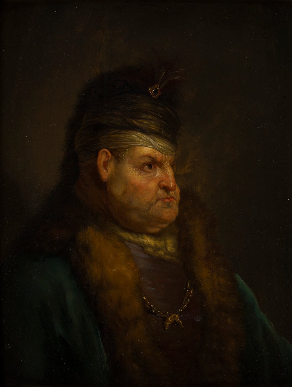 Sarıklı Bir Adamın Portresi (panelde yağlı boya) by Jan the Elder (circle of) Lievens