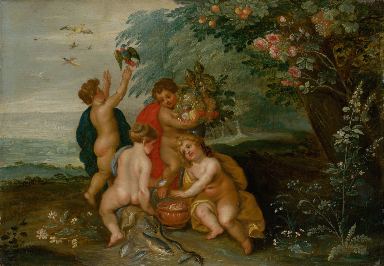 Dört Elementin Alegorisi: Su, Hava, Toprak ve Ateş, c. 1610. by Jan the Elder Brueghel