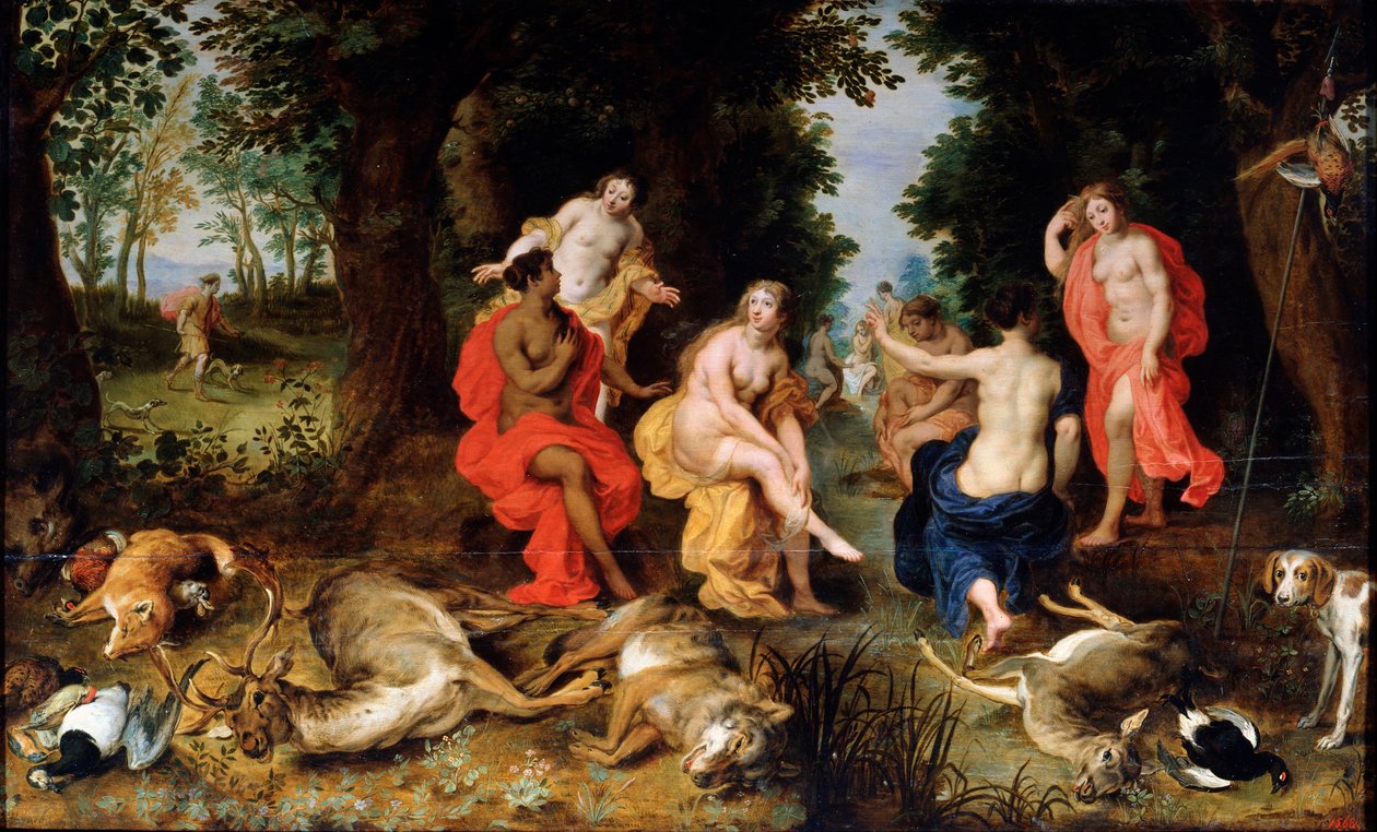 Dianas Dinleniyor, 16. yüzyılın sonu veya 17. yüzyılın başı by Jan the Elder Brueghel