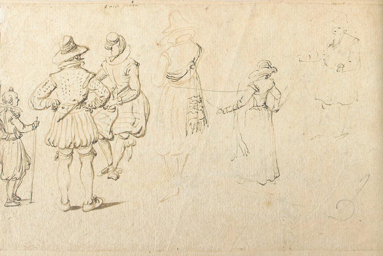 Arkadan görülen beş figür ve başka bir figür by Jan the Elder Brueghel