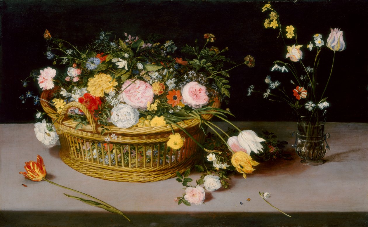 Sepet ve Vazoda Çiçekler, 1615 by Jan the Elder Brueghel