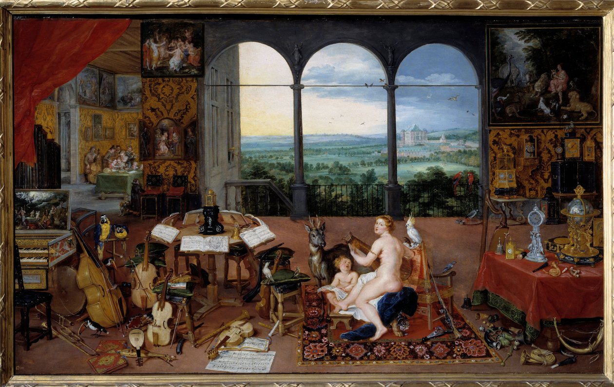 İşitme. Beş duyunun alegorisi Resim Jan I Brueghel Dit De Velours (1568-1625) Ec. alev by Jan the Elder Brueghel