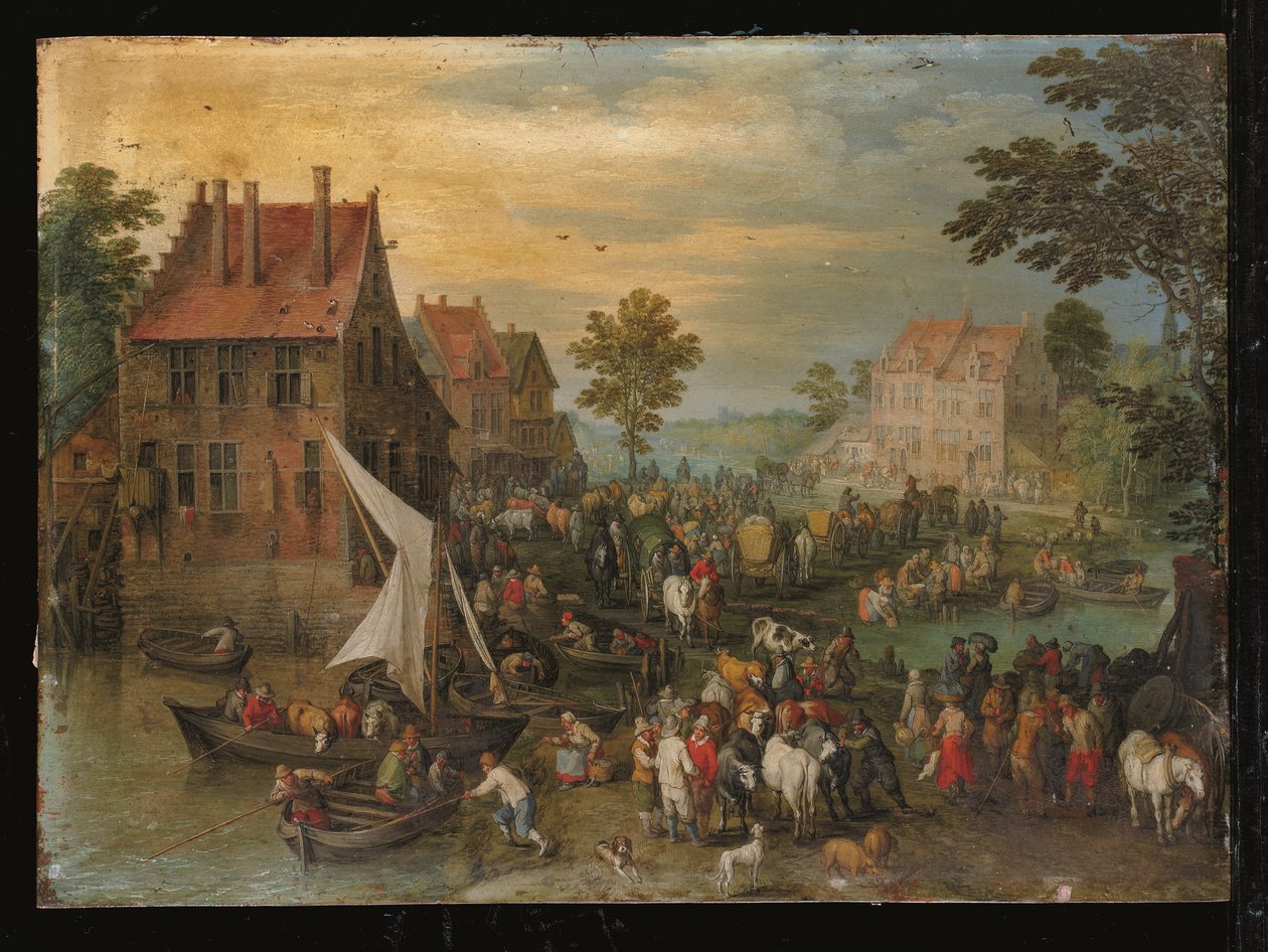 Piyasanın Dönüşü (bakır üstüne petrol) by Jan the Elder Brueghel