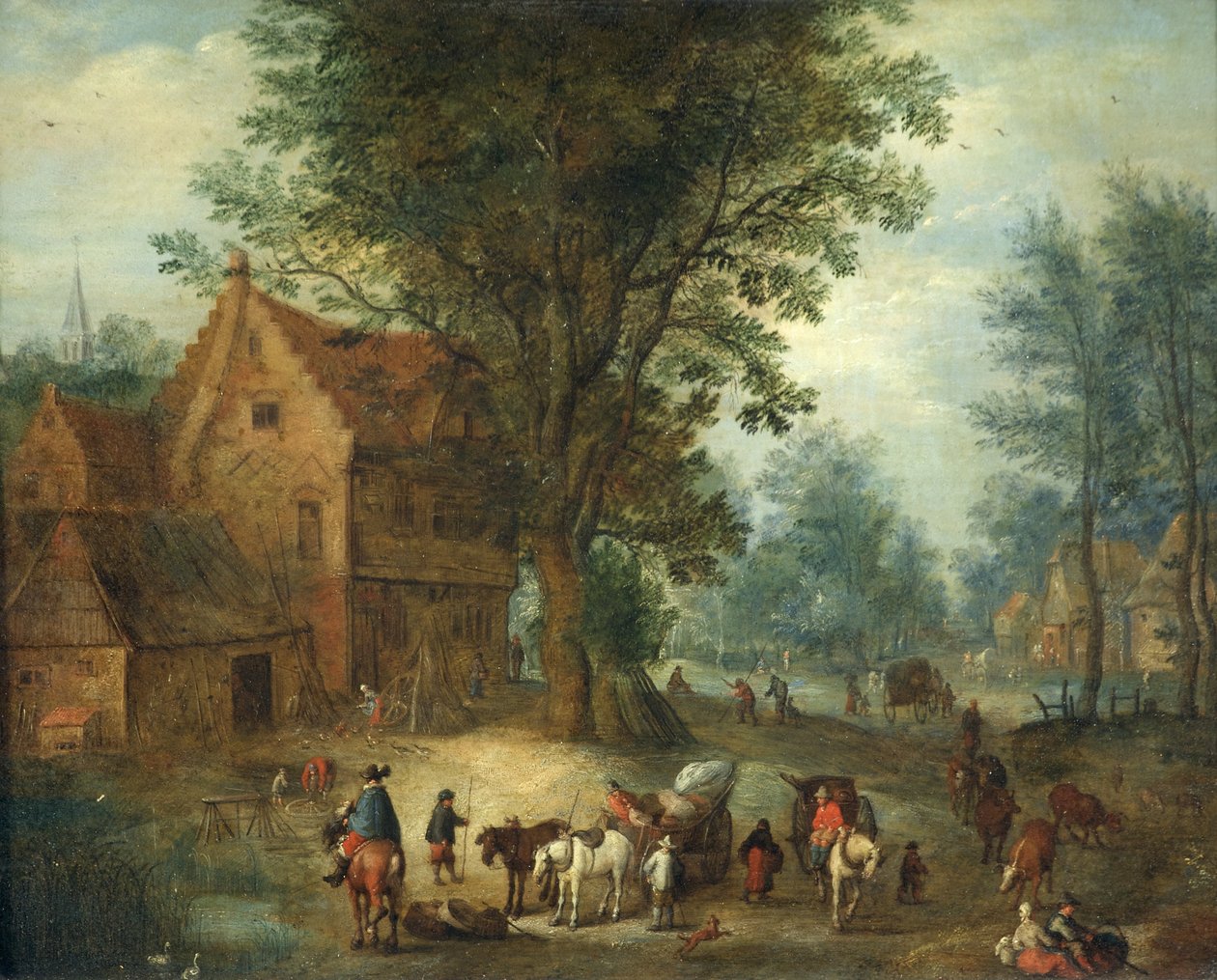 Köy Manzarası, c.1640-60 (bakır üzeri yağlı boya) by Jan the Elder Brueghel