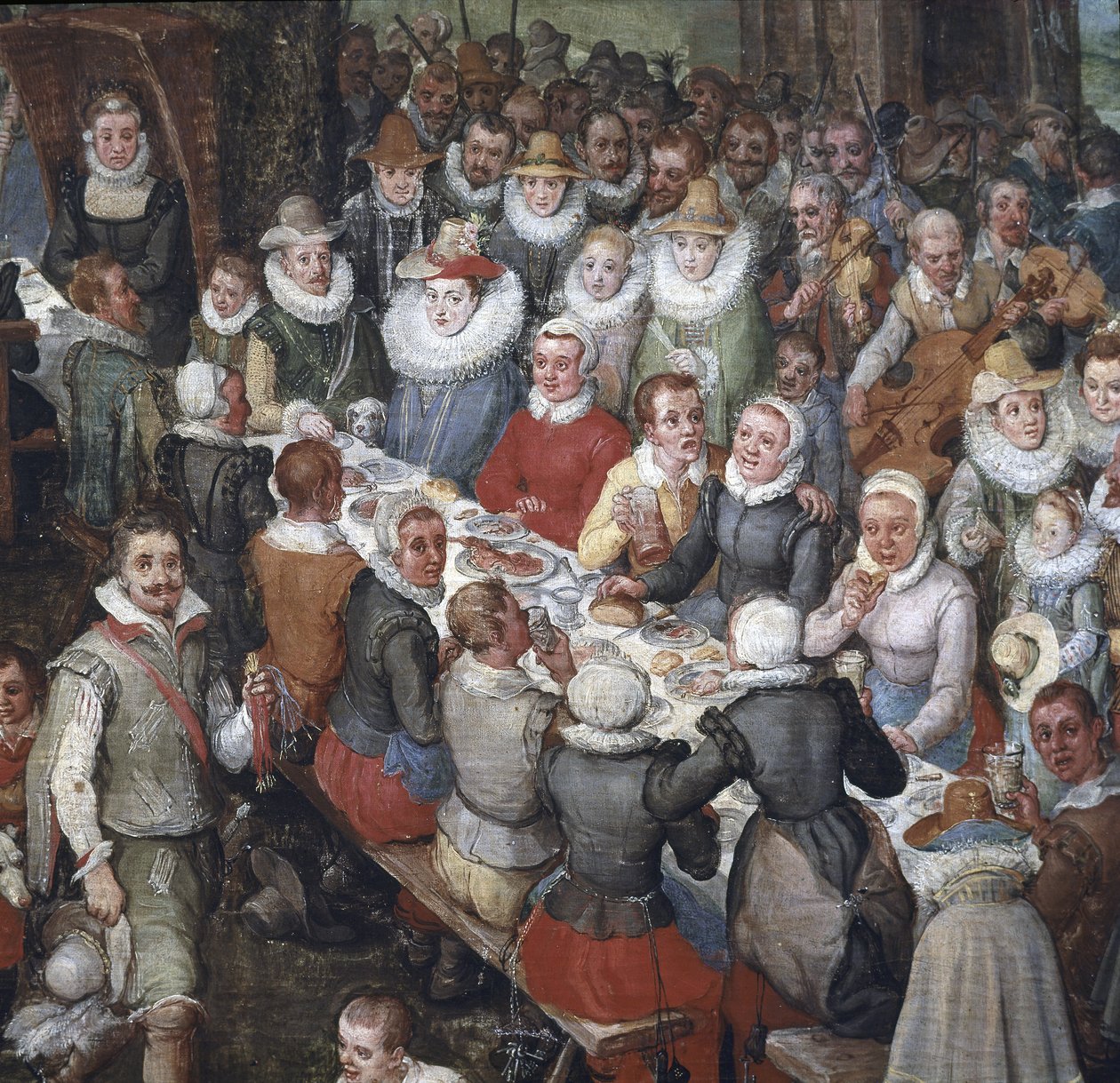 Avusturya Arşidükü Albert ve Arşidüşes başkanlığında düzenlenen düğün ziyafeti, Detay by Jan the Elder Brueghel