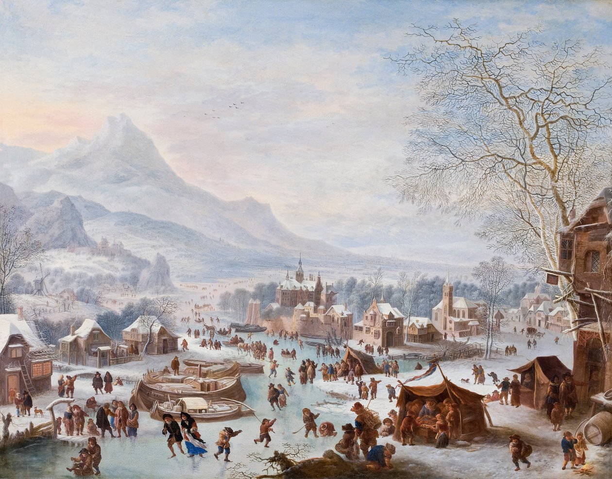 Patencilerle Kış Manzarası (bakır üzerine yağ) by Jan the Elder Griffier