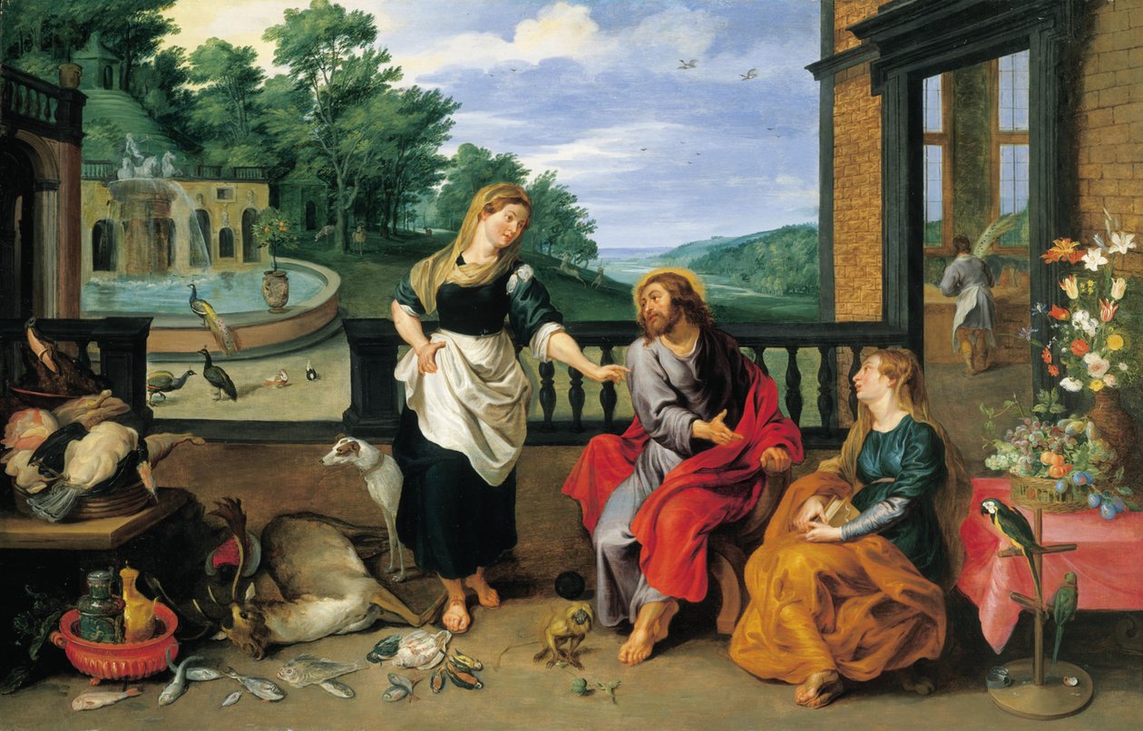 Martha ve Meryem Evinde Mesih by Jan Brueghel the Younger