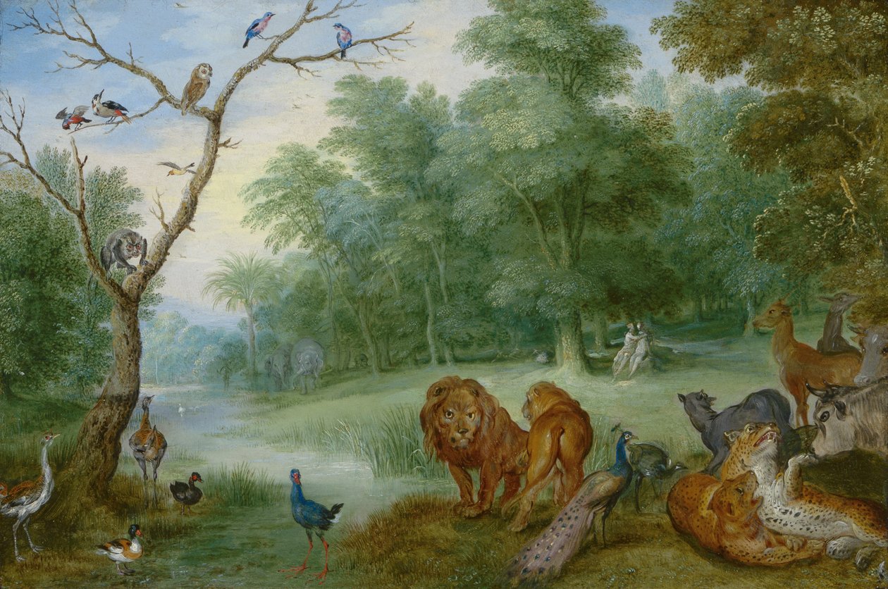 İnsanın Düşüşü ile Cennet, c.1630 (panelde bakır üzerine yağlı boya) by Jan Brueghel the Younger