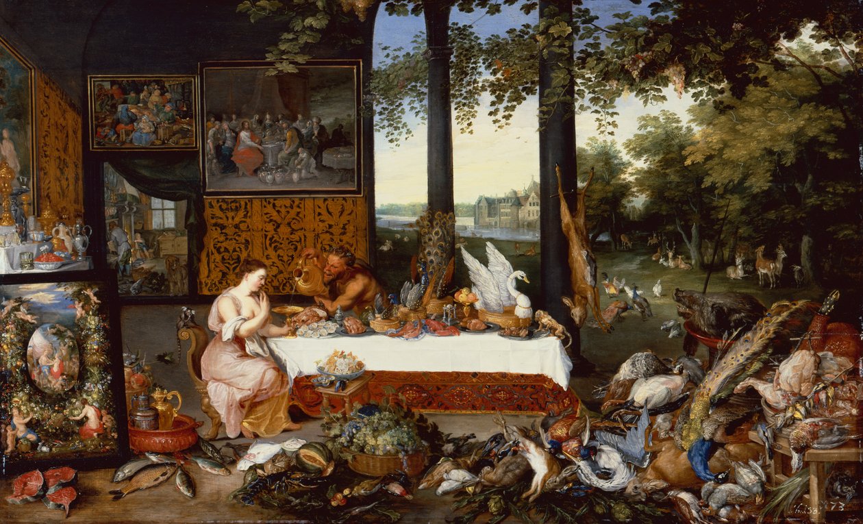 Beş Duyu, Tat (panelde yağ) by Jan the Younger Brueghel