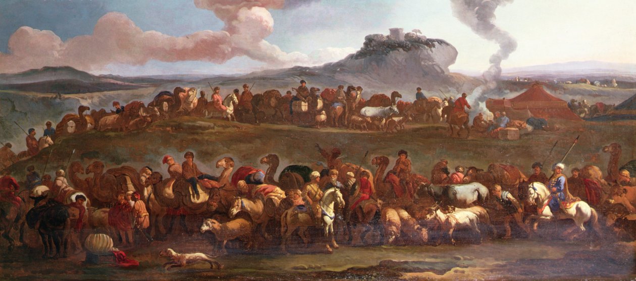 Manzarada Bir Türk Kervanı (tuval üzerine yağlı boya) by Jan van (attr. to) Huchtenburgh
